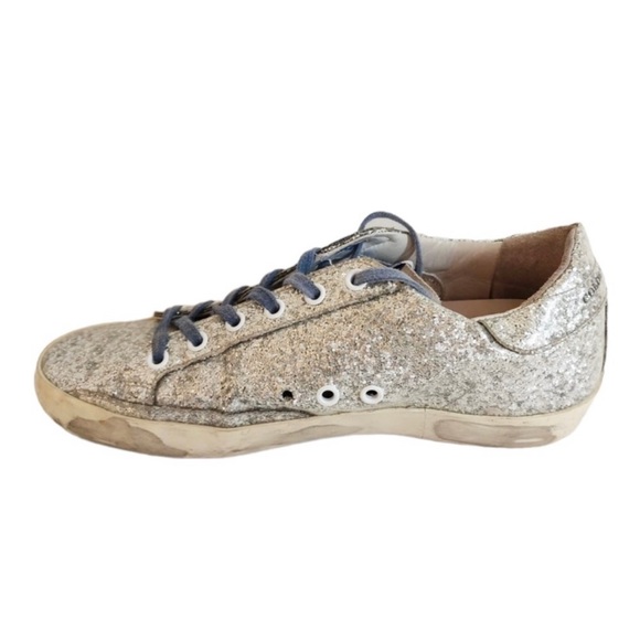 Golden Goose Superstar Blue Lace Silver Glitter Sneakers - Picture 8 of 10
